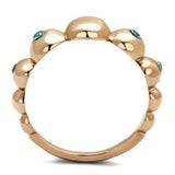 TK3088 - Stainless Steel Ring IP Rose Gold(Ion Plating) Women AAA Grade CZ Sea Blue