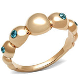 TK3088 - Stainless Steel Ring IP Rose Gold(Ion Plating) Women AAA Grade CZ Sea Blue