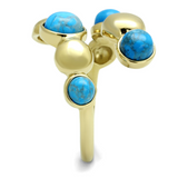 TK3091 - Stainless Steel Ring IP Gold(Ion Plating) Women Semi-Precious Sea Blue