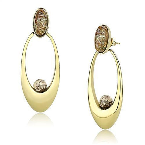 TK3101 - Stainless Steel Earrings IP Gold(Ion Plating) Women Semi-Precious Multi Color