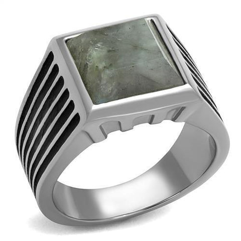 TK3113 - Stainless Steel Ring High polished (no plating) Men Synthetic Gray