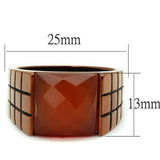 TK3114 - IP Coffee light Stainless Steel Ring with Semi-Precious Cat Eye in Orange