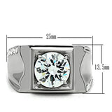 TK311 - Stainless Steel Ring High polished (no plating) Men AAA Grade CZ Clear