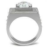 TK311 - Stainless Steel Ring High polished (no plating) Men AAA Grade CZ Clear