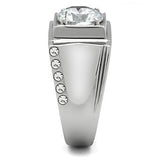 TK311 - Stainless Steel Ring High polished (no plating) Men AAA Grade CZ Clear