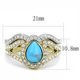 TK3124 - Stainless Steel Ring Two-Tone IP Gold (Ion Plating) Women Synthetic Turquoise