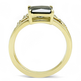 TK3127 - Stainless Steel Ring IP Gold(Ion Plating) Women AAA Grade CZ Black Diamond