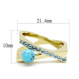 TK3130 - Stainless Steel Ring IP Gold(Ion Plating) Women Synthetic Turquoise