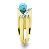 TK3130 - Stainless Steel Ring IP Gold(Ion Plating) Women Synthetic Turquoise