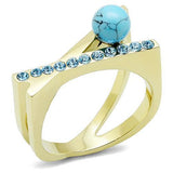 TK3130 - Stainless Steel Ring IP Gold(Ion Plating) Women Synthetic Turquoise