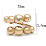 TK3131 - Stainless Steel Ring IP Rose Gold(Ion Plating) Women Top Grade Crystal Sea Blue