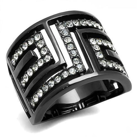 TK3134 - Stainless Steel Ring IP Light Black  (IP Gun) Women Top Grade Crystal Clear