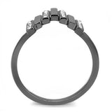 TK3135 - IP Light Black  (IP Gun) Stainless Steel Ring with Top Grade Crystal  in Clear