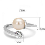 TK3139 - Stainless Steel Ring High polished (no plating) Women Synthetic Light Peach