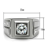 TK313 - Stainless Steel Ring High polished (no plating) Men AAA Grade CZ Clear