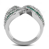 TK3142 - Stainless Steel Ring High polished (no plating) Women Top Grade Crystal Emerald