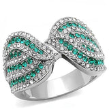 TK3142 - Stainless Steel Ring High polished (no plating) Women Top Grade Crystal Emerald