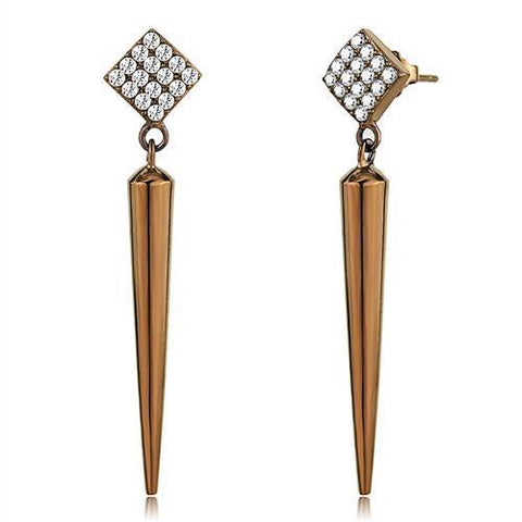 TK3158 - Stainless Steel Earrings IP Coffee light Women AAA Grade CZ Clear