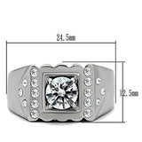 TK315 - Stainless Steel Ring High polished (no plating) Men AAA Grade CZ Clear