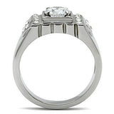 TK315 - Stainless Steel Ring High polished (no plating) Men AAA Grade CZ Clear