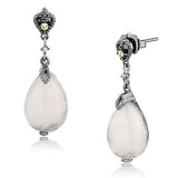 TK3163 - Stainless Steel Earrings IP Light Black  (IP Gun) Women Precious Stone Light Rose