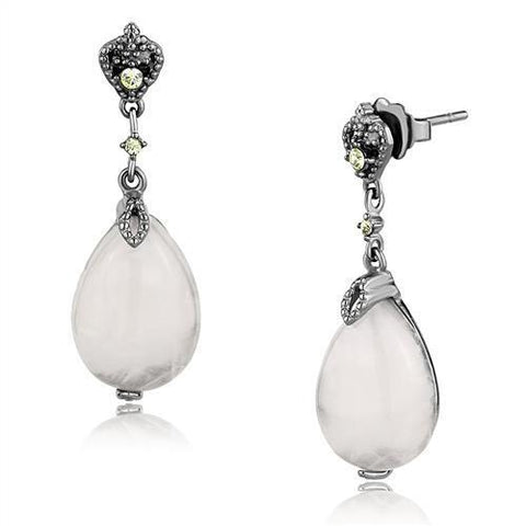 TK3163 - Stainless Steel Earrings IP Light Black  (IP Gun) Women Precious Stone Light Rose