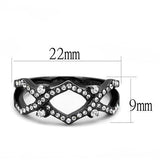 TK3165 - Stainless Steel Ring IP Black(Ion Plating) Women AAA Grade CZ Clear