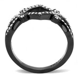 TK3165 - Stainless Steel Ring IP Black(Ion Plating) Women AAA Grade CZ Clear