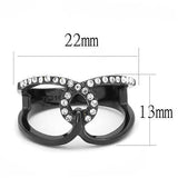 TK3166 - Stainless Steel Ring IP Black(Ion Plating) Women Top Grade Crystal Clear