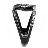 TK3166 - Stainless Steel Ring IP Black(Ion Plating) Women Top Grade Crystal Clear