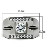 TK316 - Stainless Steel Ring High polished (no plating) Men AAA Grade CZ Clear