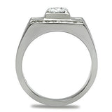 TK316 - Stainless Steel Ring High polished (no plating) Men AAA Grade CZ Clear