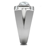 TK316 - Stainless Steel Ring High polished (no plating) Men AAA Grade CZ Clear