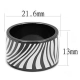 TK3171 - Stainless Steel Ring IP Light Black  (IP Gun) Women Epoxy White