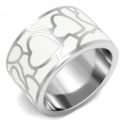 TK3172 - Stainless Steel Ring High polished (no plating) Women Epoxy White