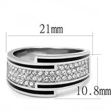 TK3174 - Stainless Steel Ring High polished (no plating) Women Top Grade Crystal Clear