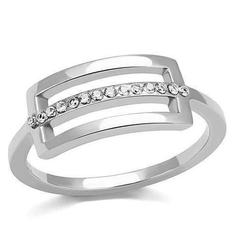 TK3177 - Stainless Steel Ring High polished (no plating) Women AAA Grade CZ Clear