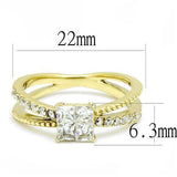 TK3181 - IP Gold(Ion Plating) Stainless Steel Ring with AAA Grade CZ  in Clear