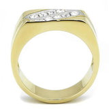 TK3186 - Stainless Steel Ring Two-Tone IP Gold (Ion Plating) Men Top Grade Crystal Clear