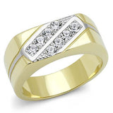 TK3186 - Stainless Steel Ring Two-Tone IP Gold (Ion Plating) Men Top Grade Crystal Clear