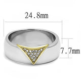 TK3187 - Stainless Steel Ring Two-Tone IP Gold (Ion Plating) Men AAA Grade CZ Clear