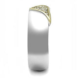 TK3187 - Stainless Steel Ring Two-Tone IP Gold (Ion Plating) Men AAA Grade CZ Clear