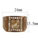 TK3190 - IP Coffee light Stainless Steel Ring with Semi-Precious Rain Flower Stone in Brown