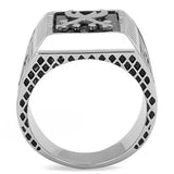 TK3191 - Stainless Steel Ring High polished (no plating) Men Semi-Precious Jet