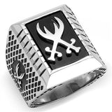 TK3191 - Stainless Steel Ring High polished (no plating) Men Semi-Precious Jet
