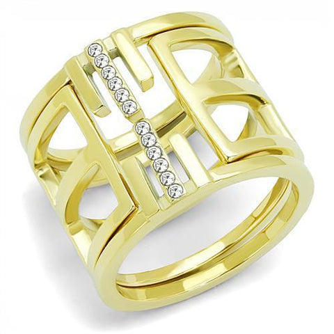 TK3198 - Stainless Steel Ring IP Gold(Ion Plating) Women Top Grade Crystal Clear