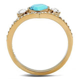 TK3200 - Stainless Steel Ring IP Rose Gold(Ion Plating) Women Synthetic Sea Blue
