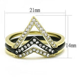 TK3202 - Stainless Steel Ring IP Gold+ IP Black (Ion Plating) Women Top Grade Crystal Clear