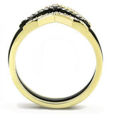 TK3202 - Stainless Steel Ring IP Gold+ IP Black (Ion Plating) Women Top Grade Crystal Clear