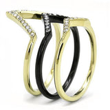 TK3202 - Stainless Steel Ring IP Gold+ IP Black (Ion Plating) Women Top Grade Crystal Clear